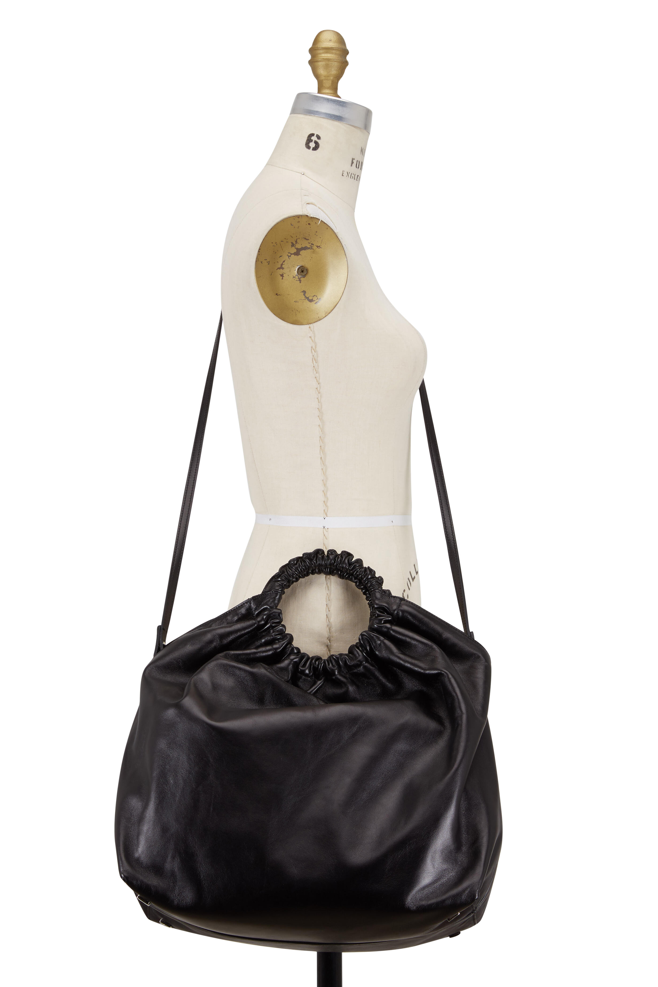 The Row - Double Circle Black Nappa Leather Handbag