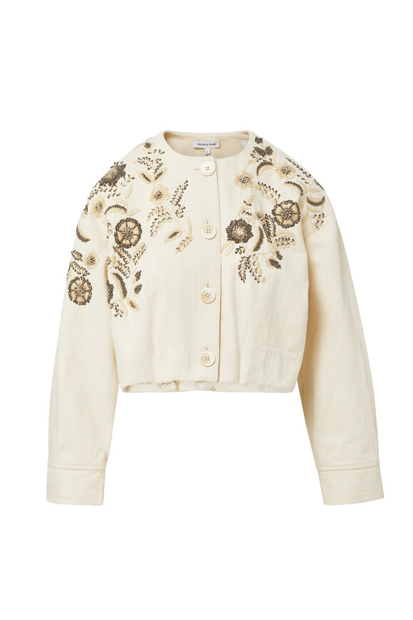Veronica Beard Emeren Ecru Cotton Jacket - view 6