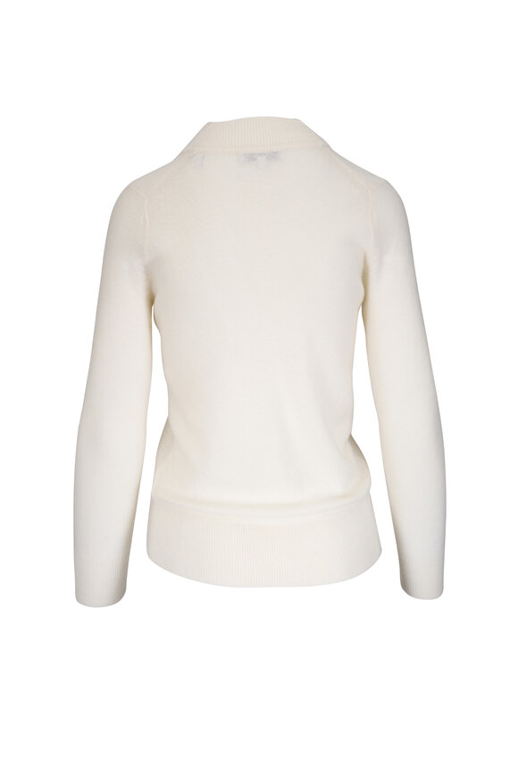 Veronica Beard - Coleta Ivory V-Neck Cashmere Sweater