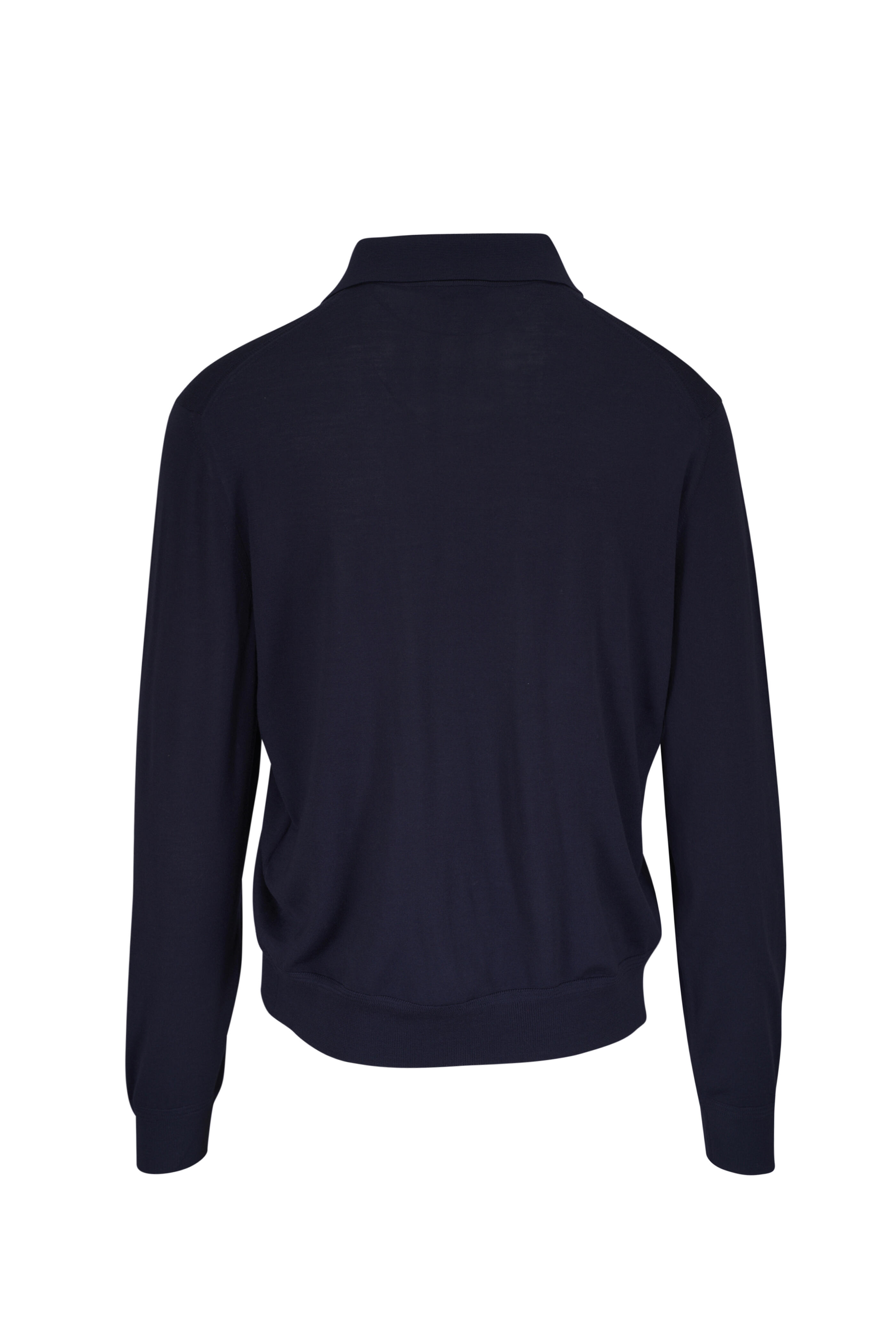 Tom Ford - Navy Wool Long Sleeve Polo | Mitchell Stores