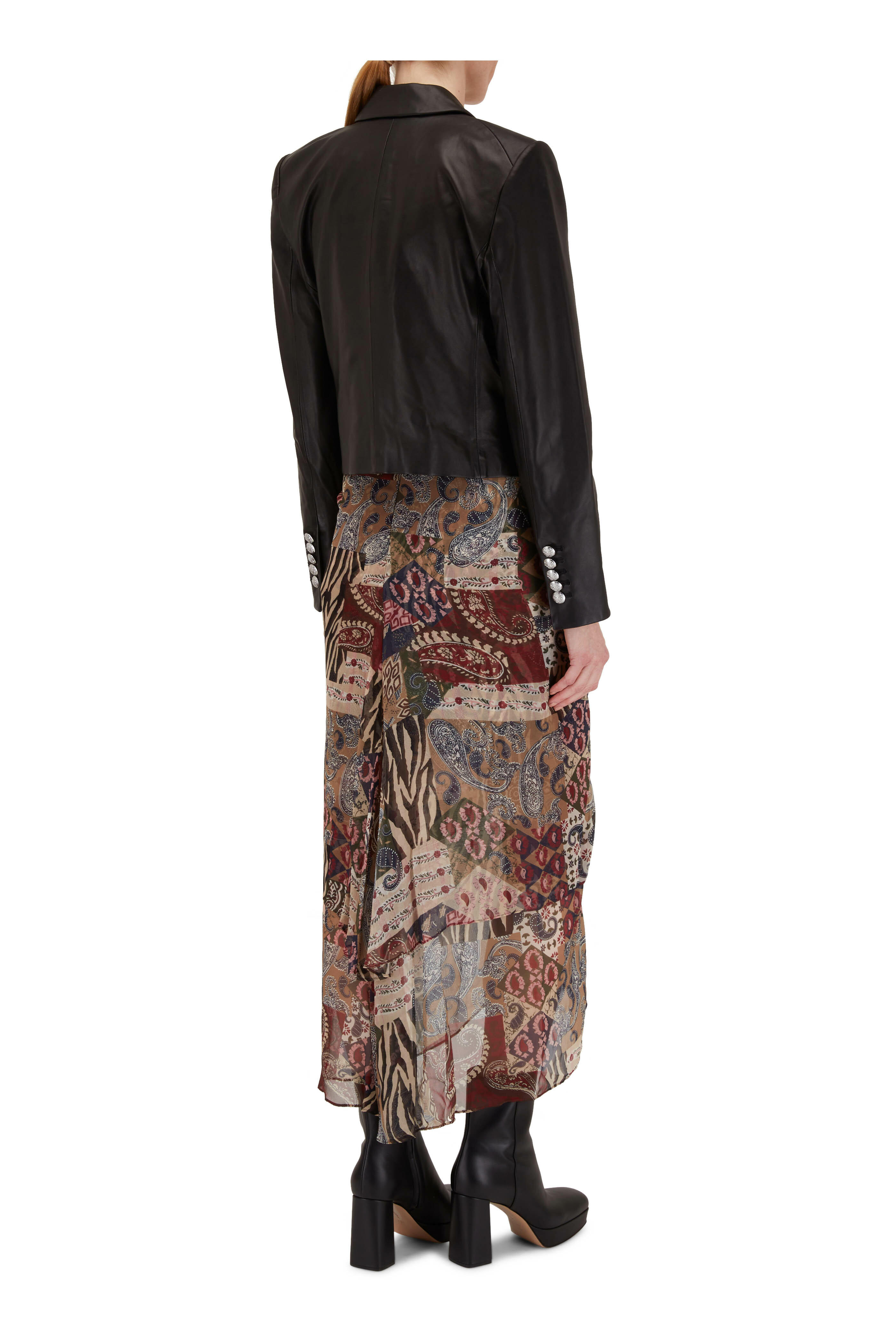 Veronica Beard - Sira Multicolor Patchwork Print Silk Skirt