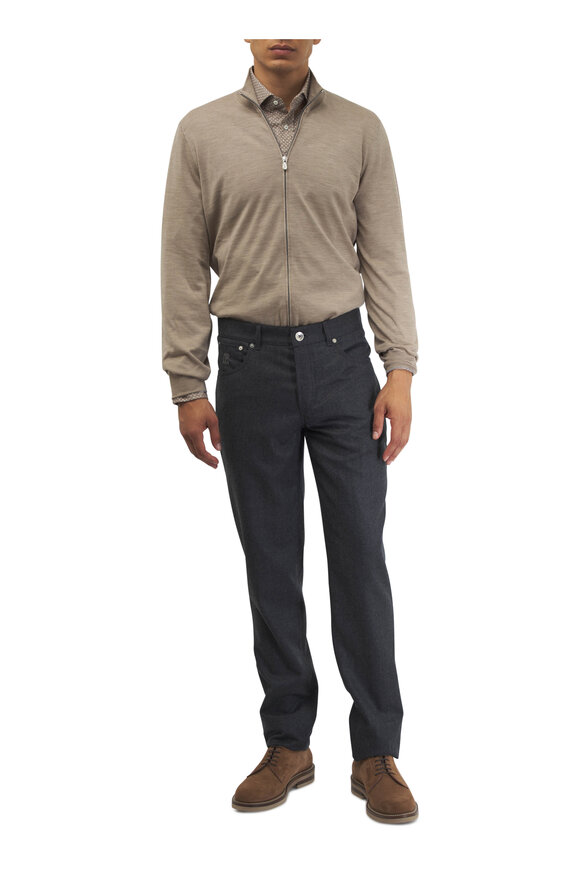 Brunello Cucinelli - Charcoal Gray Wool Five Pocket Pant