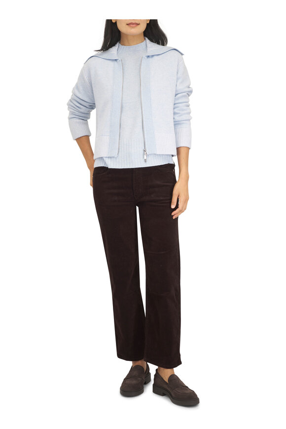 Kinross Light Blue Cashmere Funnel Neck Sweater - view 2