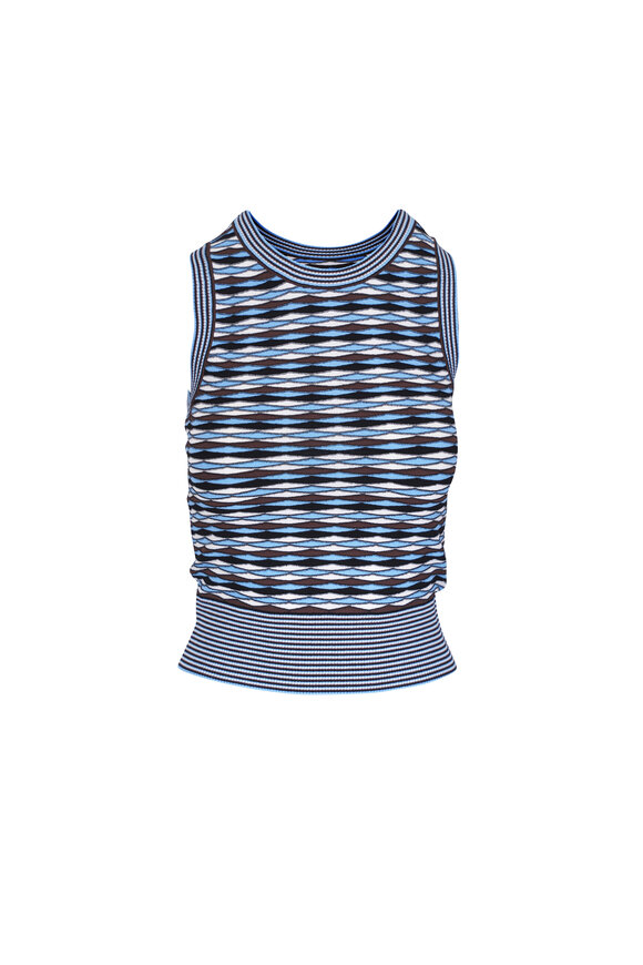 Veronica Beard Jerrel Blue Jay Multi Cropped Knit Tank