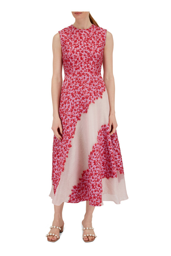 Lela Rose - Linear Floral Full Skirt Dress