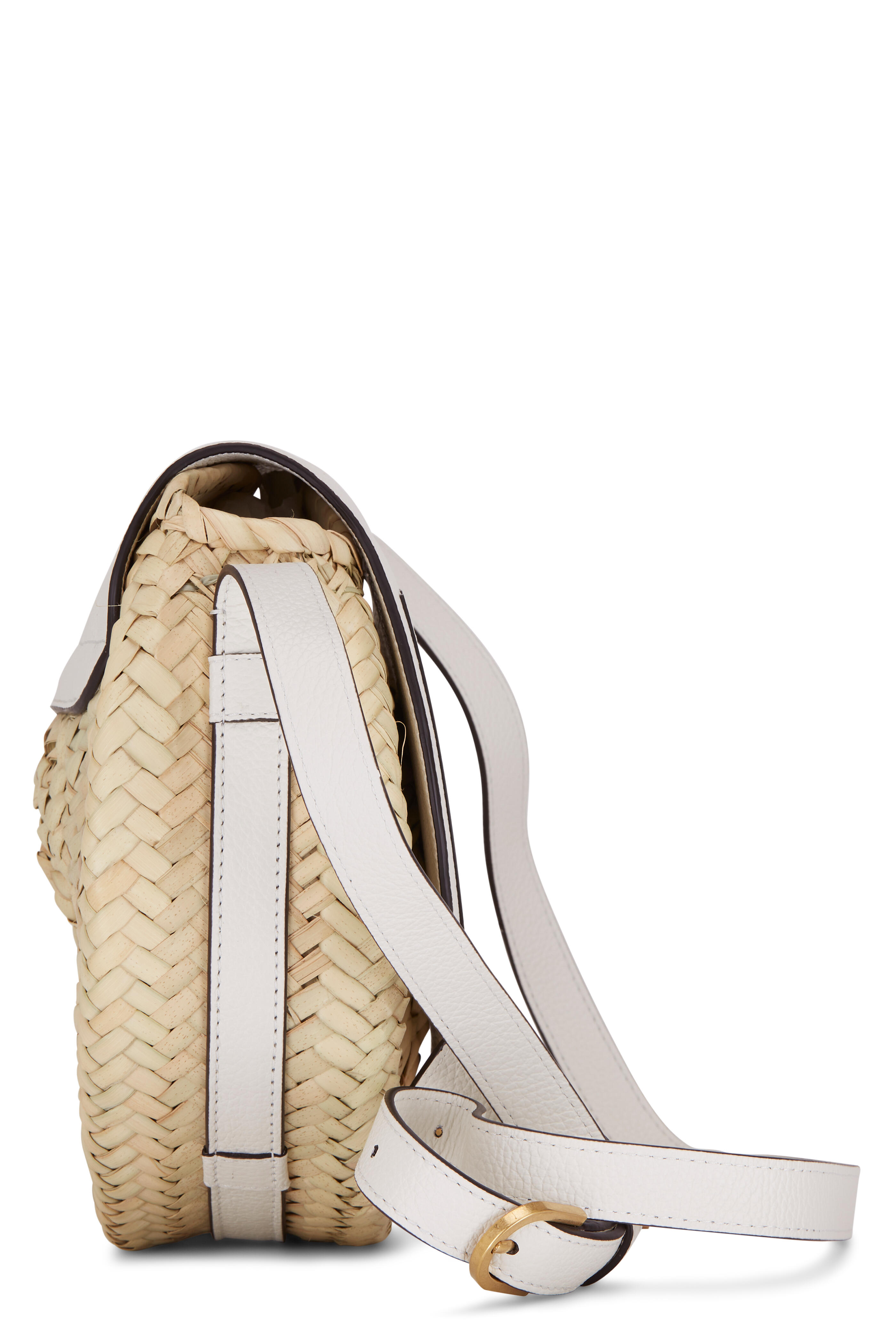 Chloé - Marcie White Leather & Raffia Crosbody