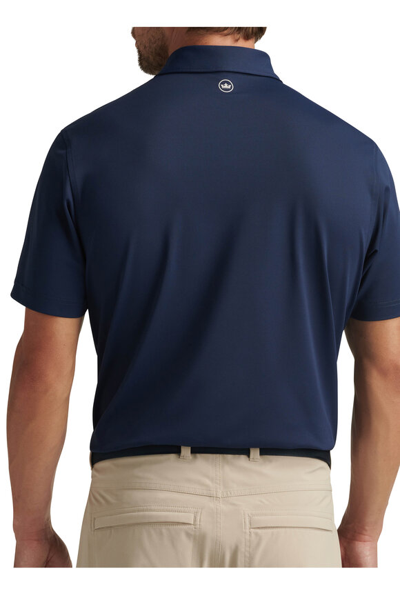 Peter Millar Crown Sport Navy Solid Performance Mesh Polo - view 3