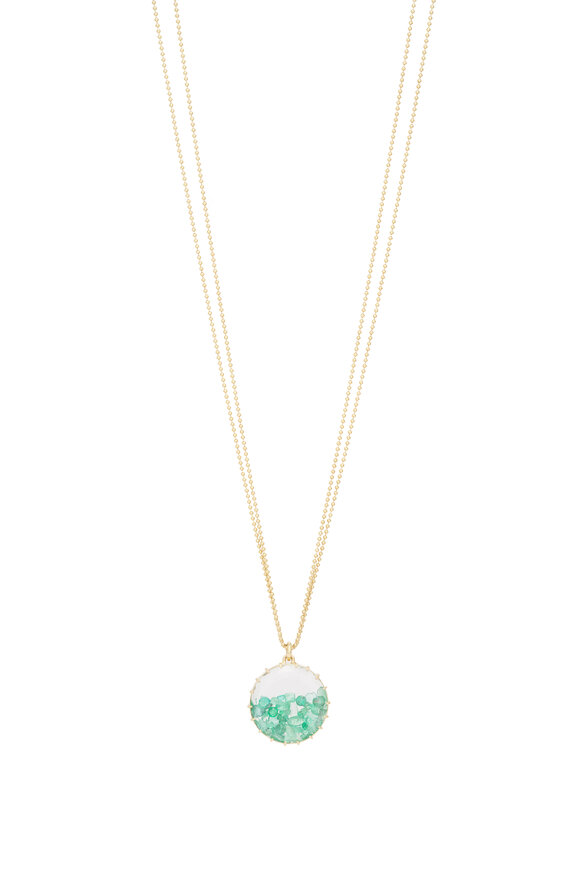 Renee Lewis 18k Yellow Gold 2 Chain Emerald Shake Necklace