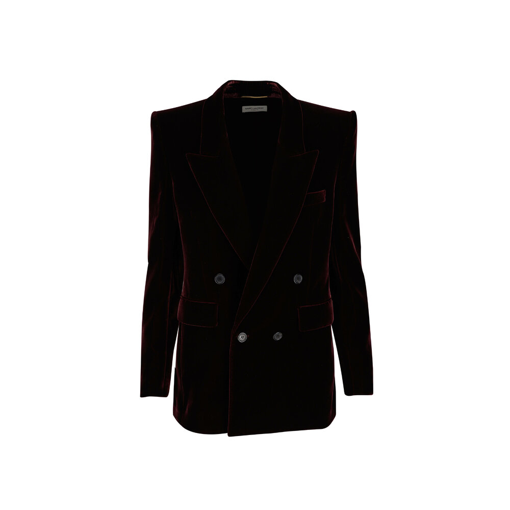 Saint Laurent - Bordeax Velvet Double-Breasted Jacket