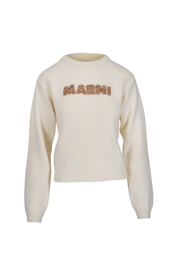Marni Cream Logo Wool Sweater