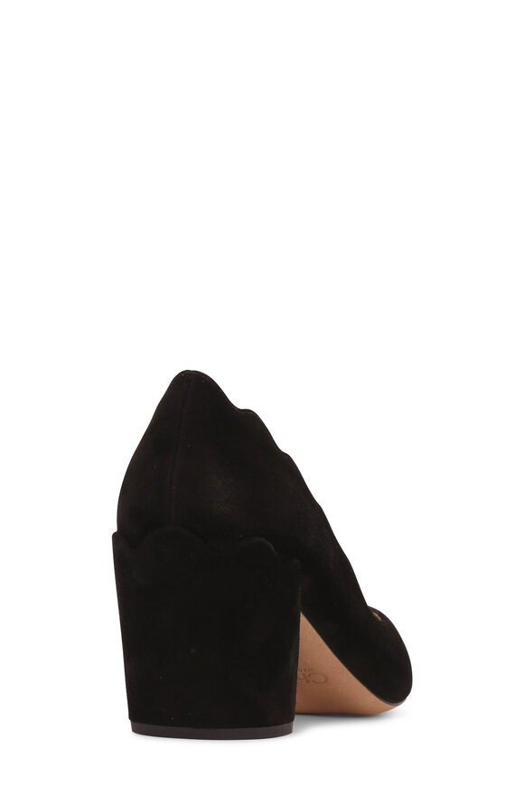 Chloé - Lauren Black Suede Scallop Pump, 60mm 