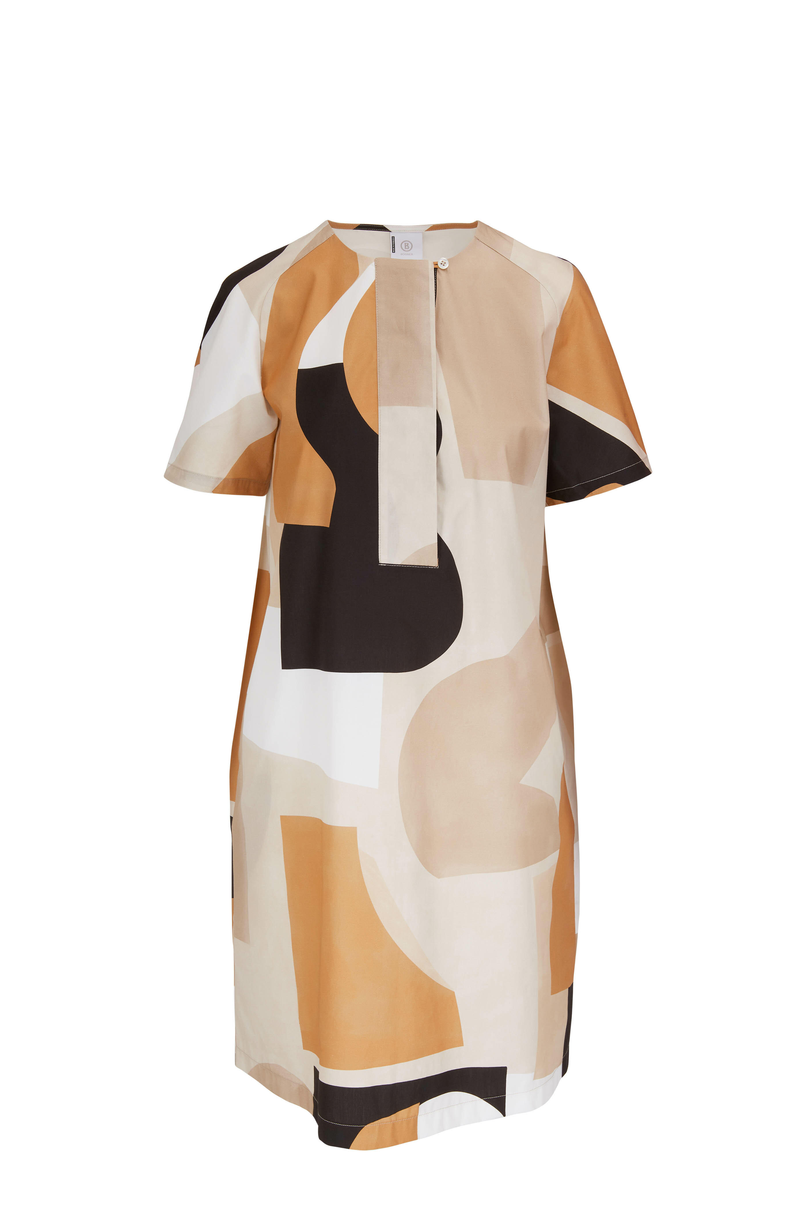 Bogner - Ava Taupe & Black Print Stretch Cotton Dress
