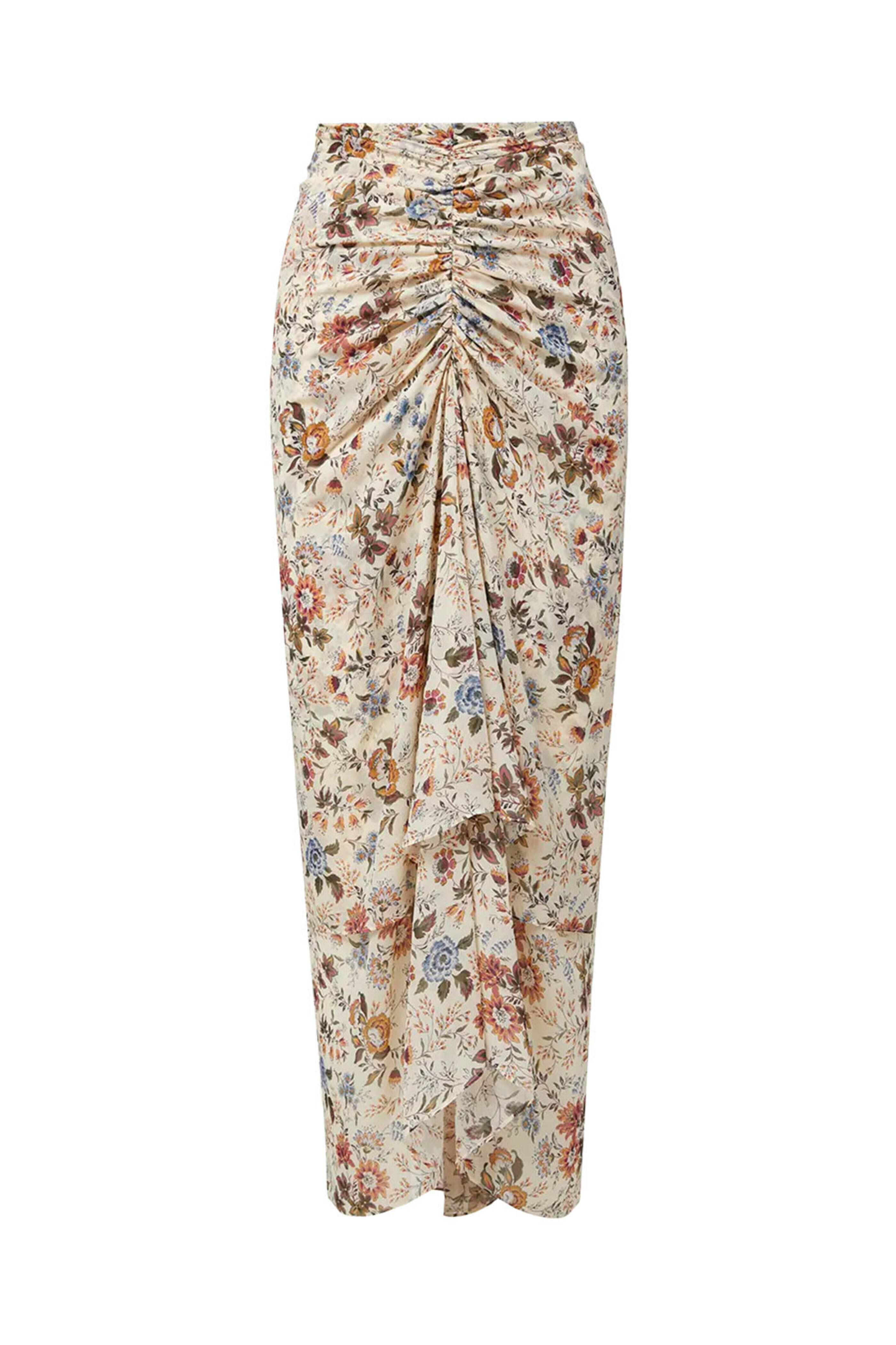 Veronica Beard - Ecru Floral Ruched Sira Skirt