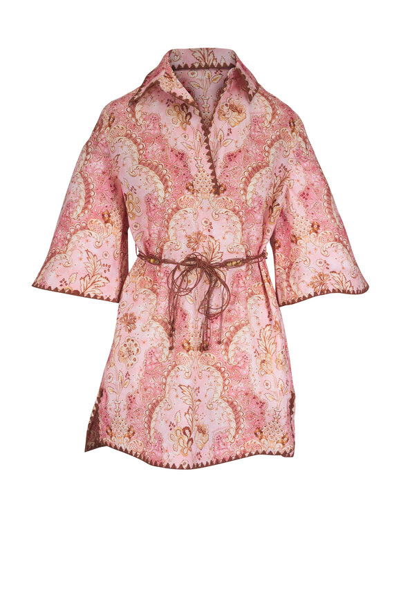 Zimmermann Daylight Rose & Beige Tunic Mini Dress
