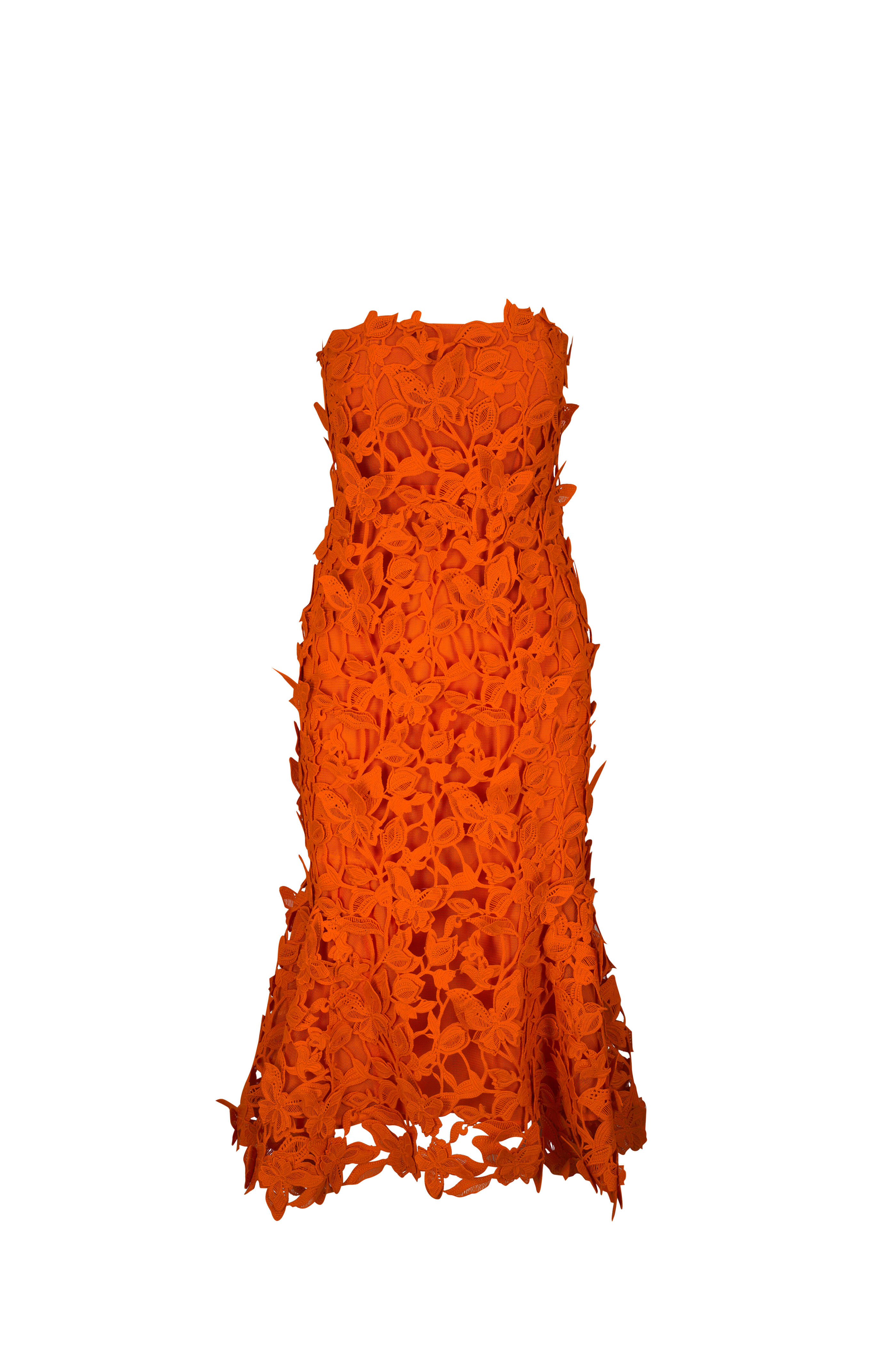 Simkhai - Fleurella Tangerine 3D Floral Applique Midi Dress