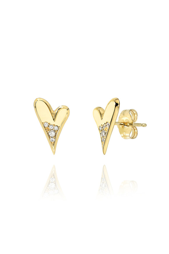 Dru 14k Yellow Gold Diamond Heart Earring - view 1
