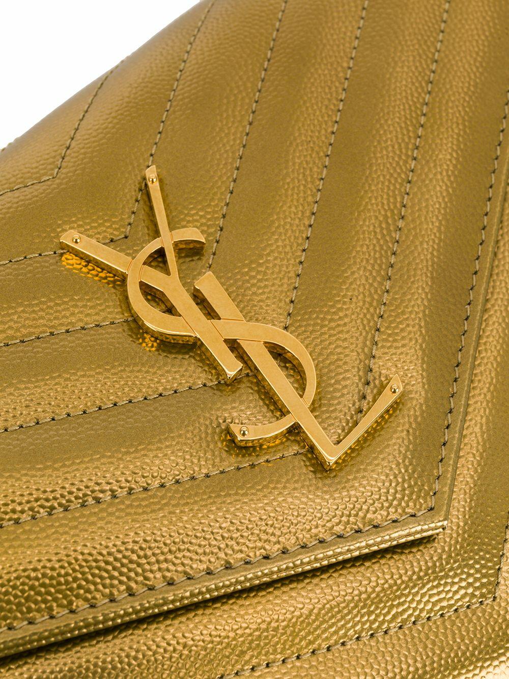 Saint Laurent - Monogram Bronze Chevron Leather Chain Wallet