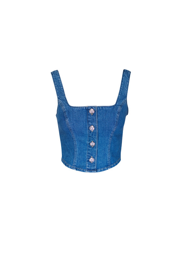 L'Agence - Bianca Navy Blue Silk Charmeuse Blouse