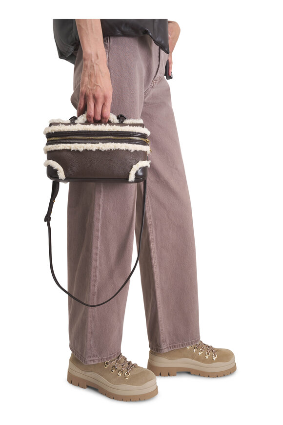 Bottega Veneta Bang Bang Brown Aviator Shearling Vanity Case - view 2
