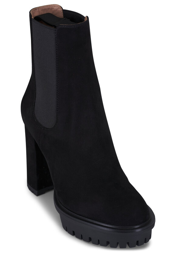 Gianvito Rossi Barry Black Suede Platform Bootie, 70mm