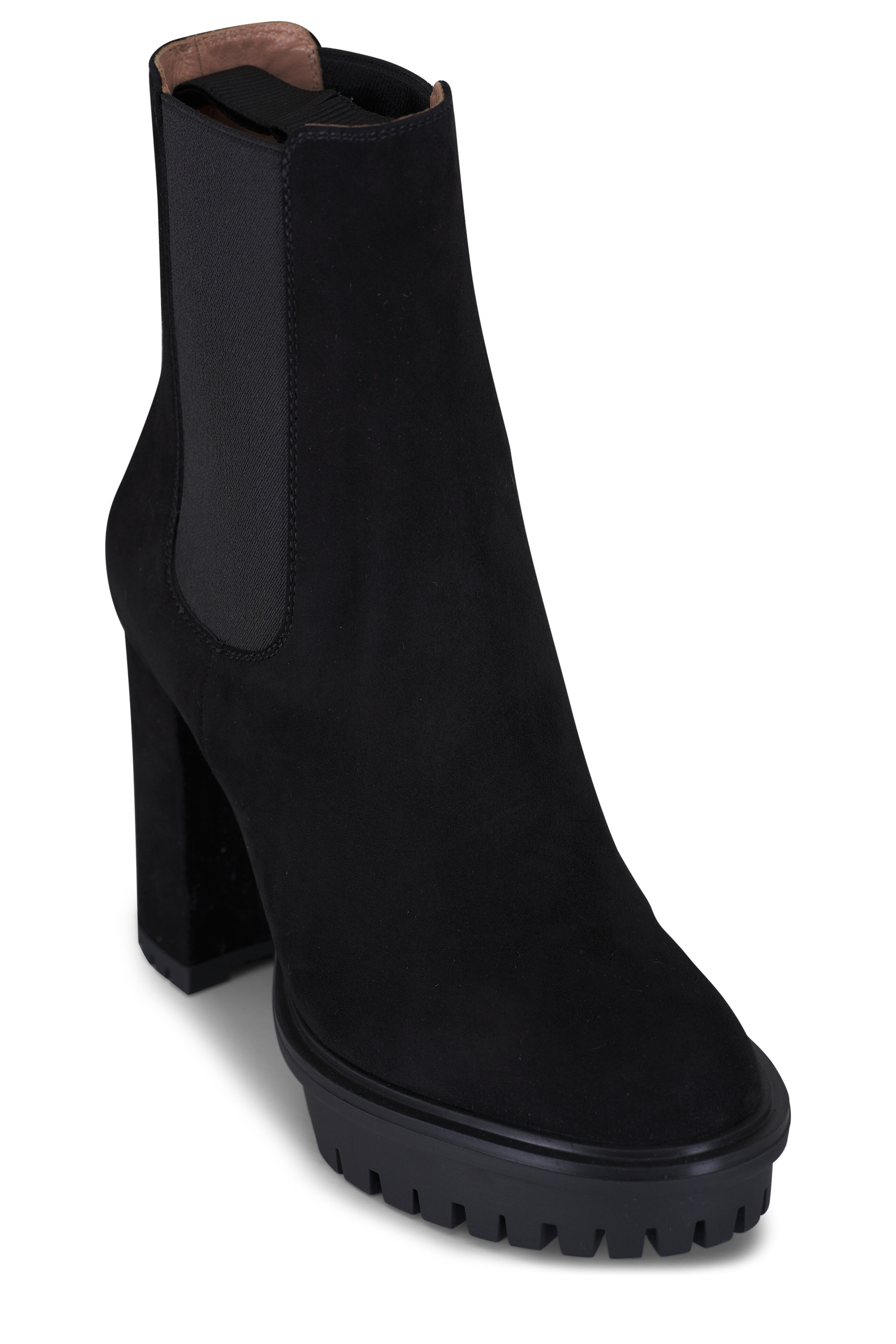 Gianvito Rossi - Barry Black Suede Platform Bootie, 70mm