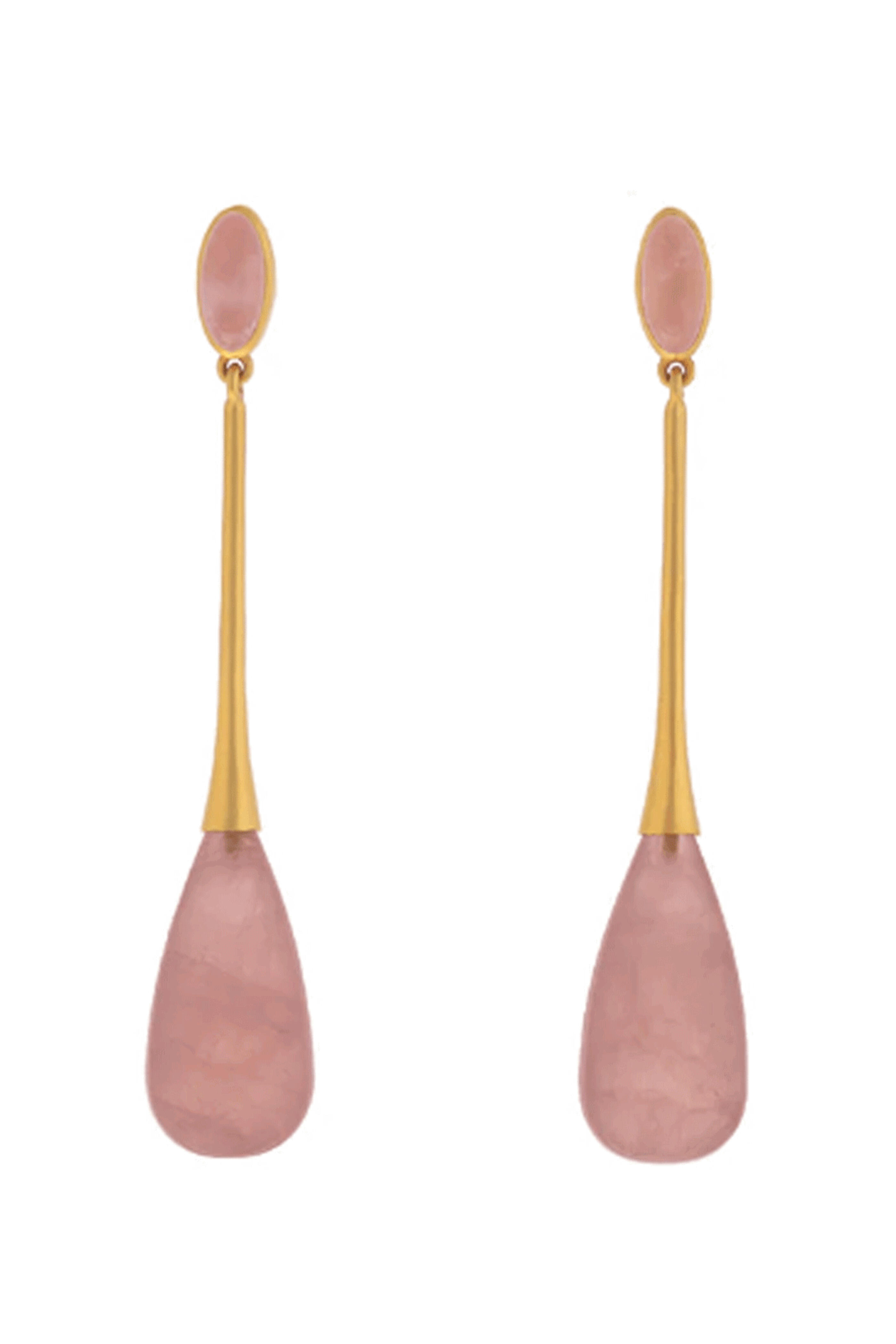 Van Gelder - Rose Quartz Drop Earrings