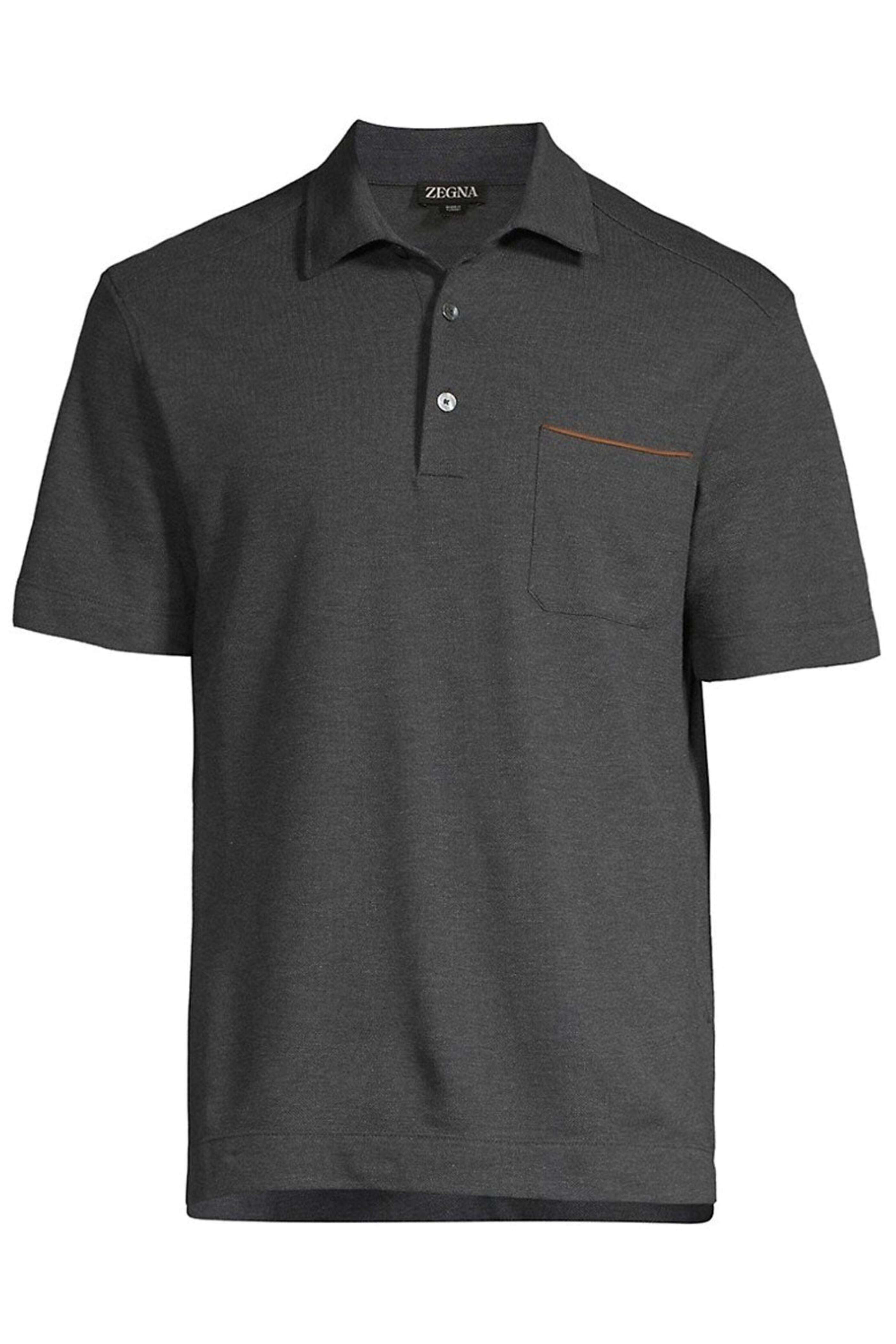 Tシャツ・カットソー ZEGNA FW25 Pique polo shirt (UG392A2G752N00 001) Zegna - Dark Grey Micro Pique Shirt | Mitchell Stores