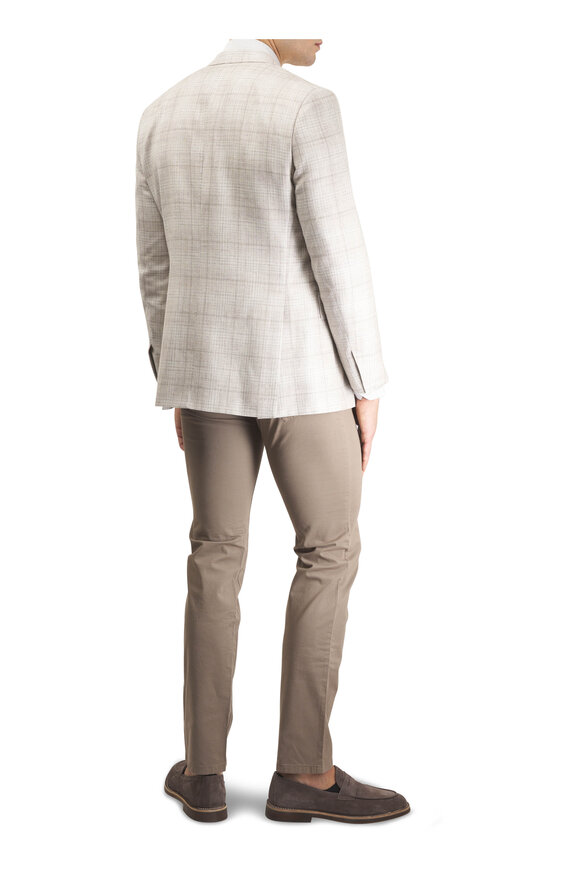Brioni Off White Plaid Wool, Silk, & Linen Sportcoat - view 5