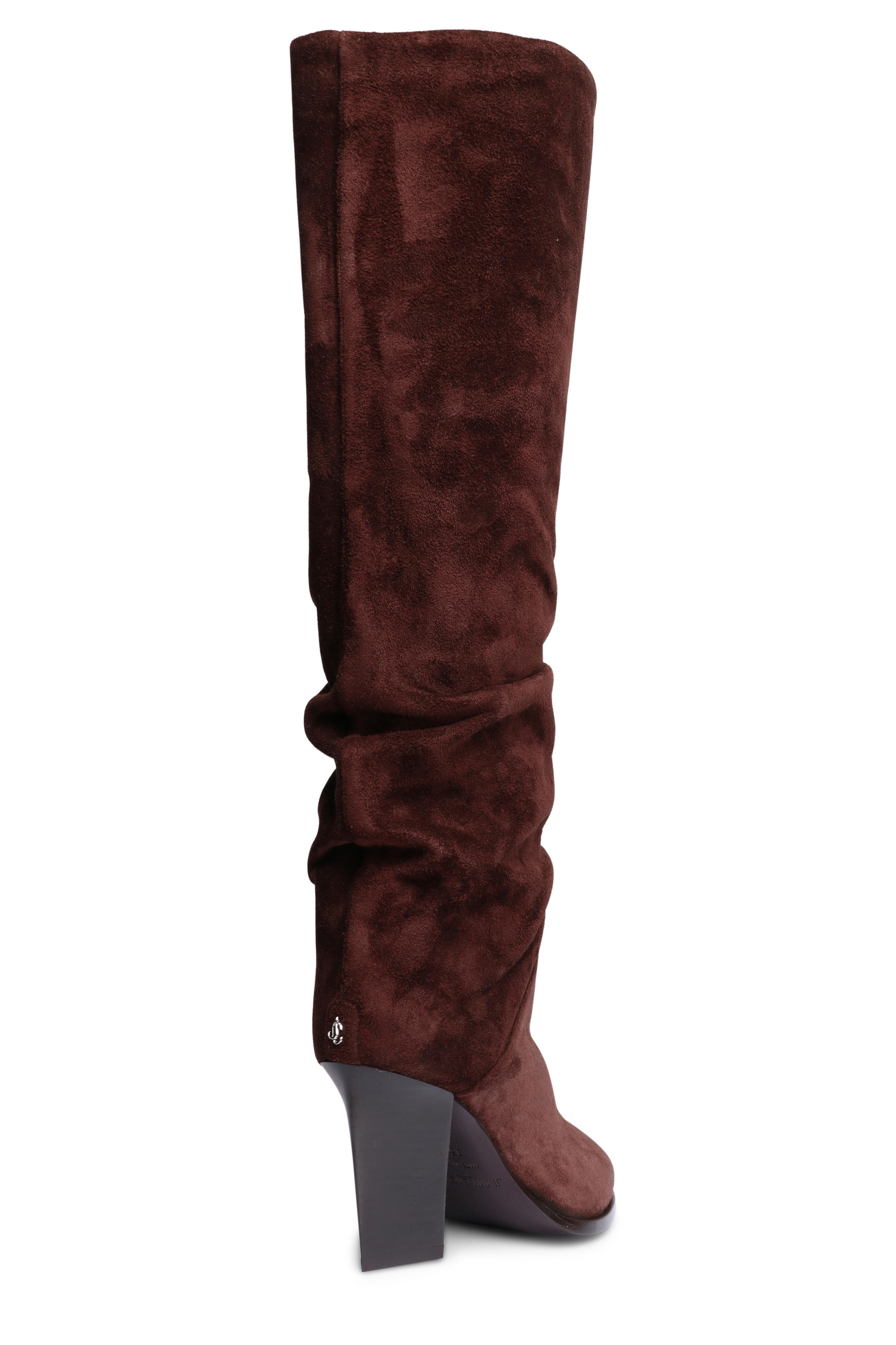 Jimmy Choo - Hart Chocolate Suede Knee Boot, 85mm