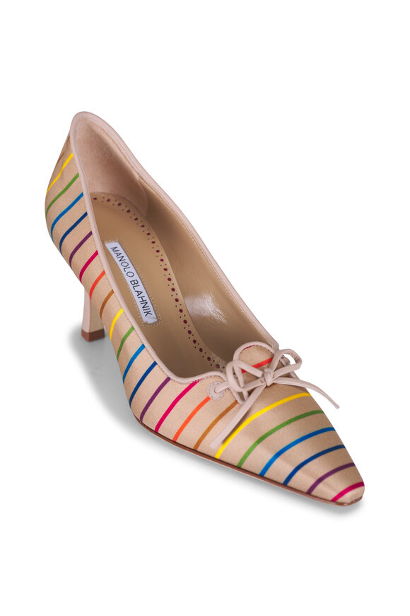 Manolo Blahnik Zaman Multicolor Stripe Pump, 70mm