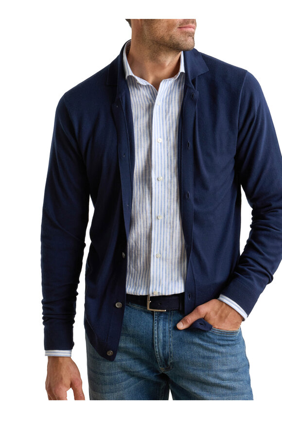 Peter Millar Navy Southport Front Button Sweater - view 2
