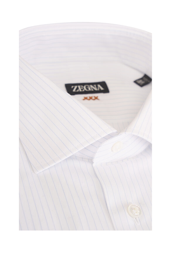 Zegna Blue Stripe Cotton Dress Shirt - view 2