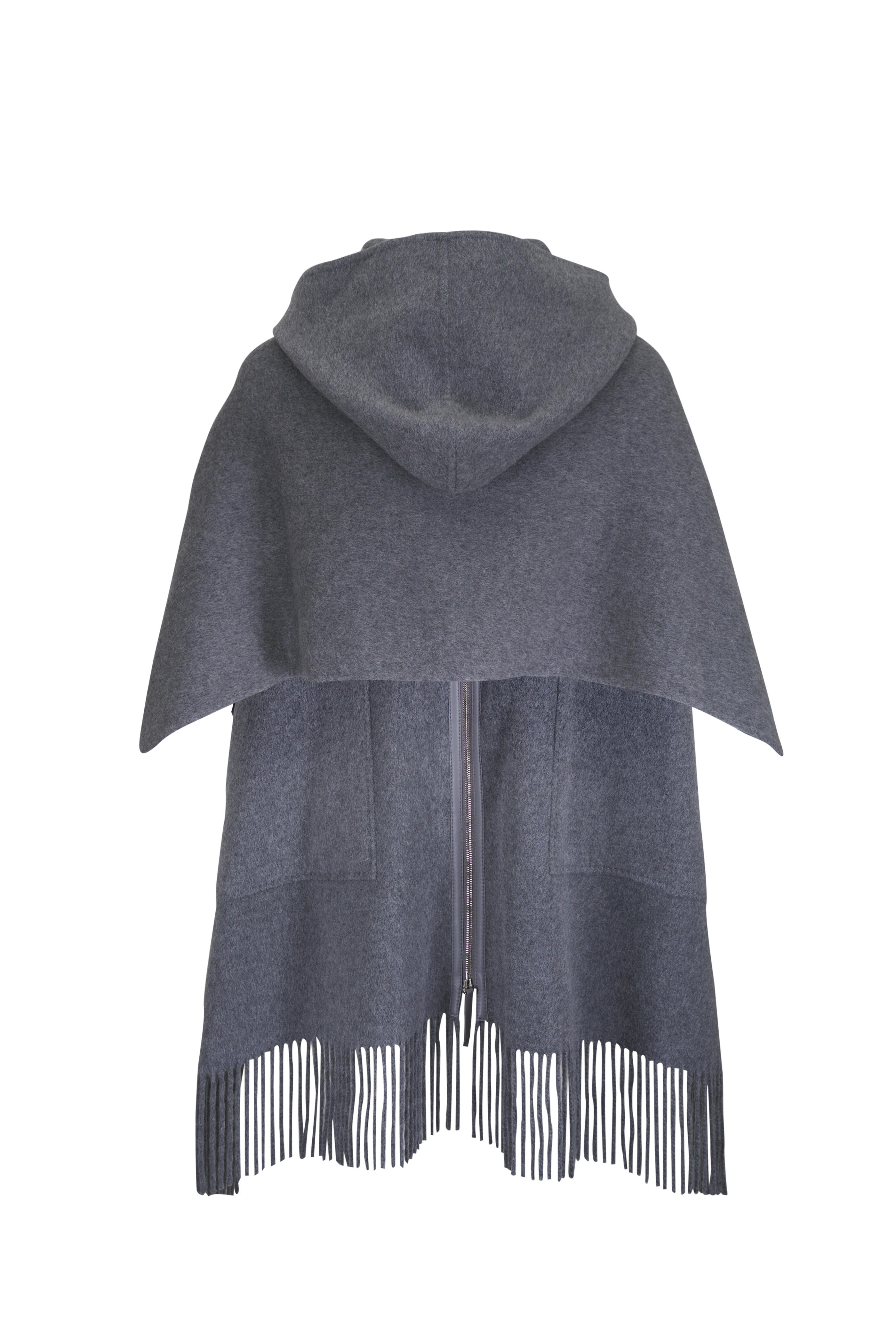 Lafayette 148 New York - Nickel Mélange Cashmere Fringe Poncho - view 2