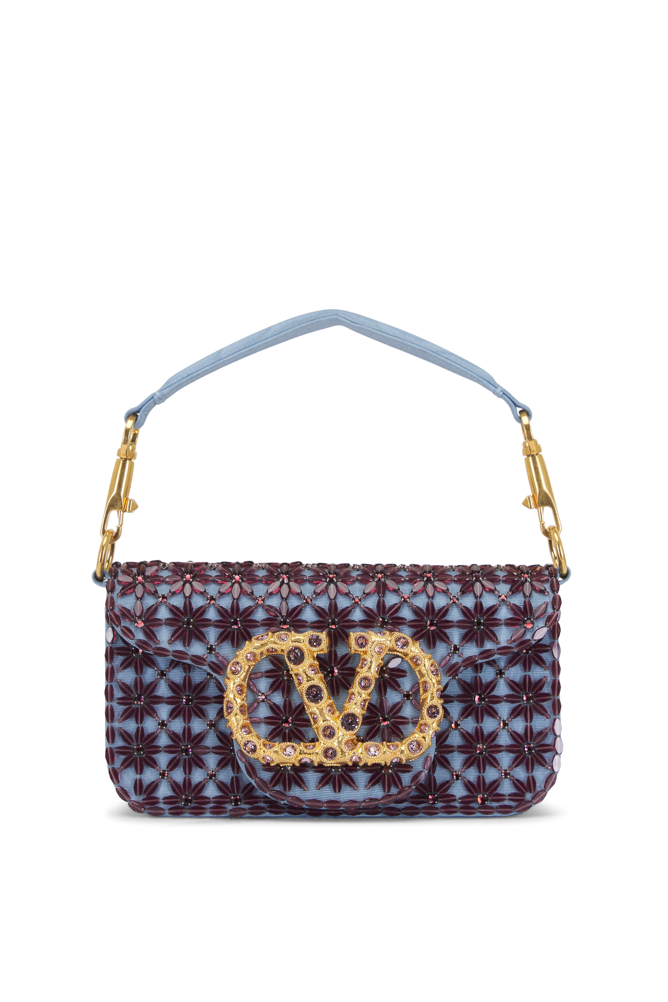 Valentino Garavani - Small Loco Amethyst & Cloudy Blue Embroidered Bag