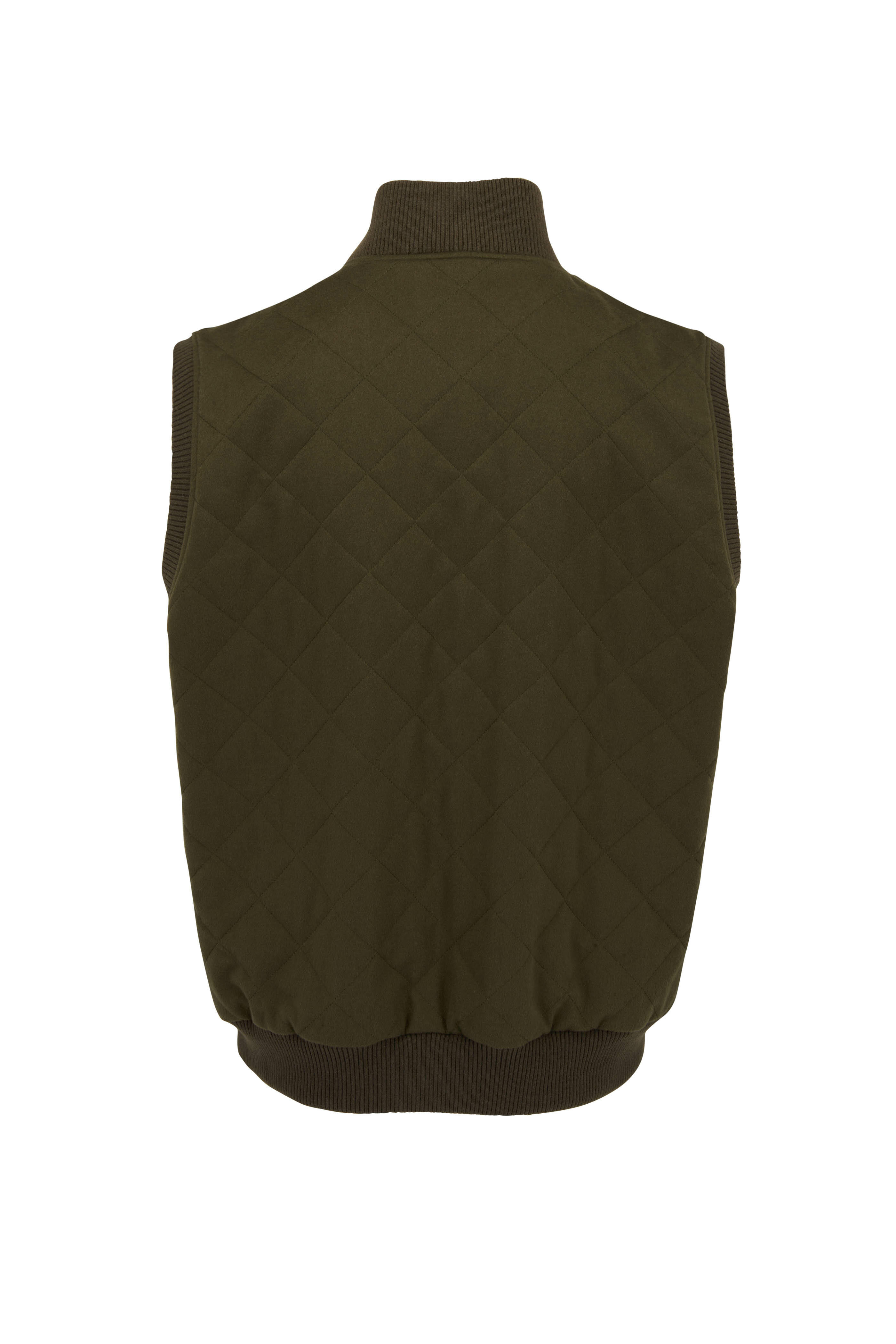 Loro Piana - Dark Olive Quilted Reversible Vest | Mitchell Stores