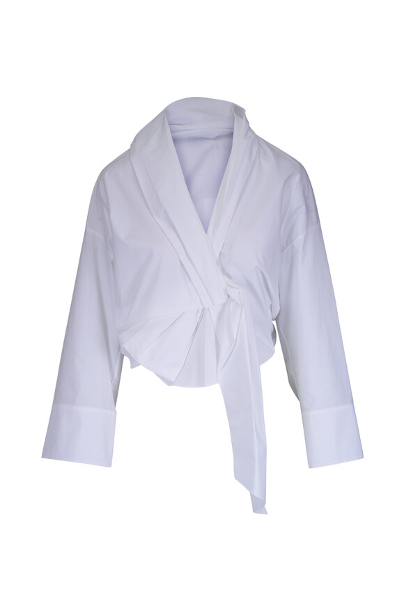 Dorothee Schumacher Poplin Power White Draped Blouse - view 1