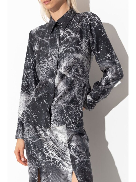 McQueen - Smashed Glass Screen Silk Twill Blouse