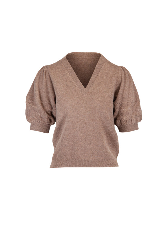 Ulla Johnson Reina Puff Driftwood Cashmere Top - view 1