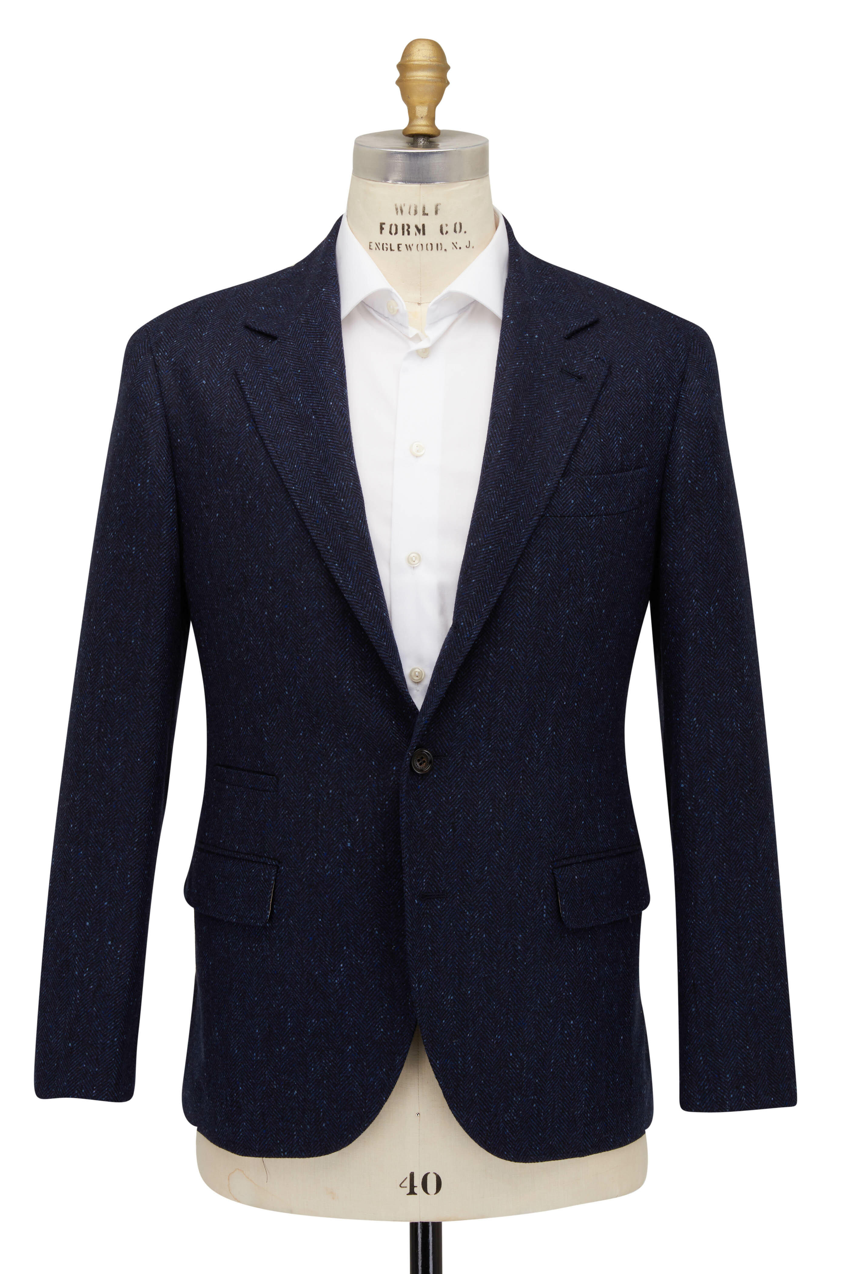 スーツ BRUNELLO CUCINELLI Techno wool carded chevron jacket with mo Brunello Cucinelli Techno Wool Carded Chevron Jacket With