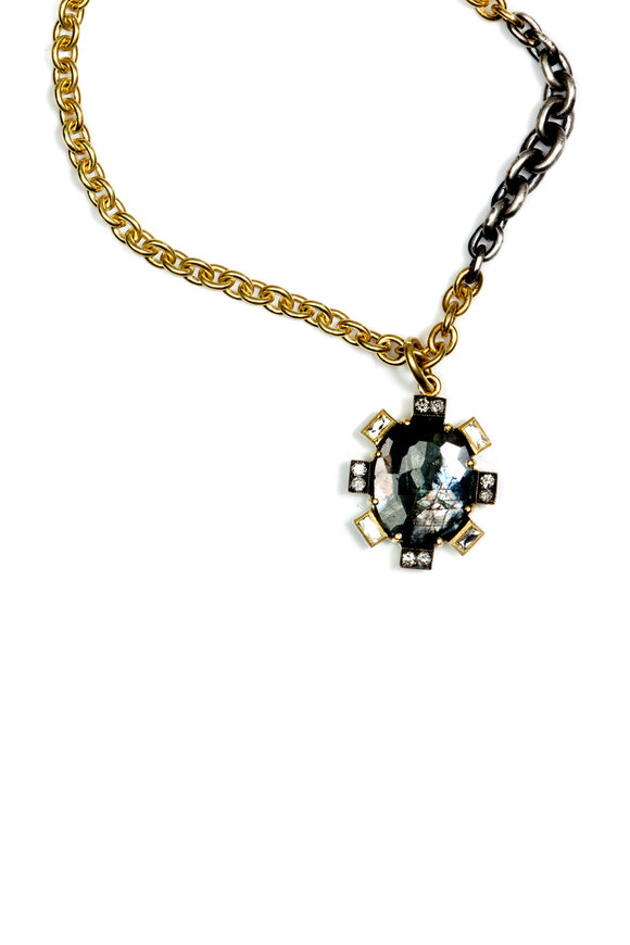 Sylva & Cie - 18K Gold & Silver Sapphire Pendant Necklace