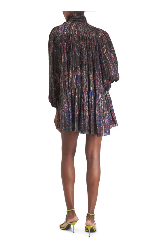 Saint Laurent Lavallière Multicolor Paisley Silk Lurex Dress - view 3