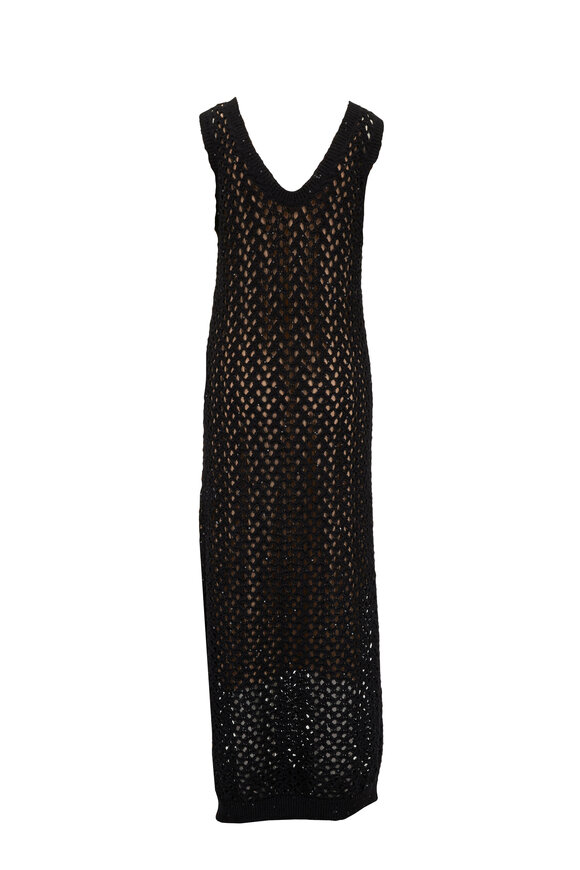 Brunello Cucinelli - Black Open Weave Sleeveless Dress