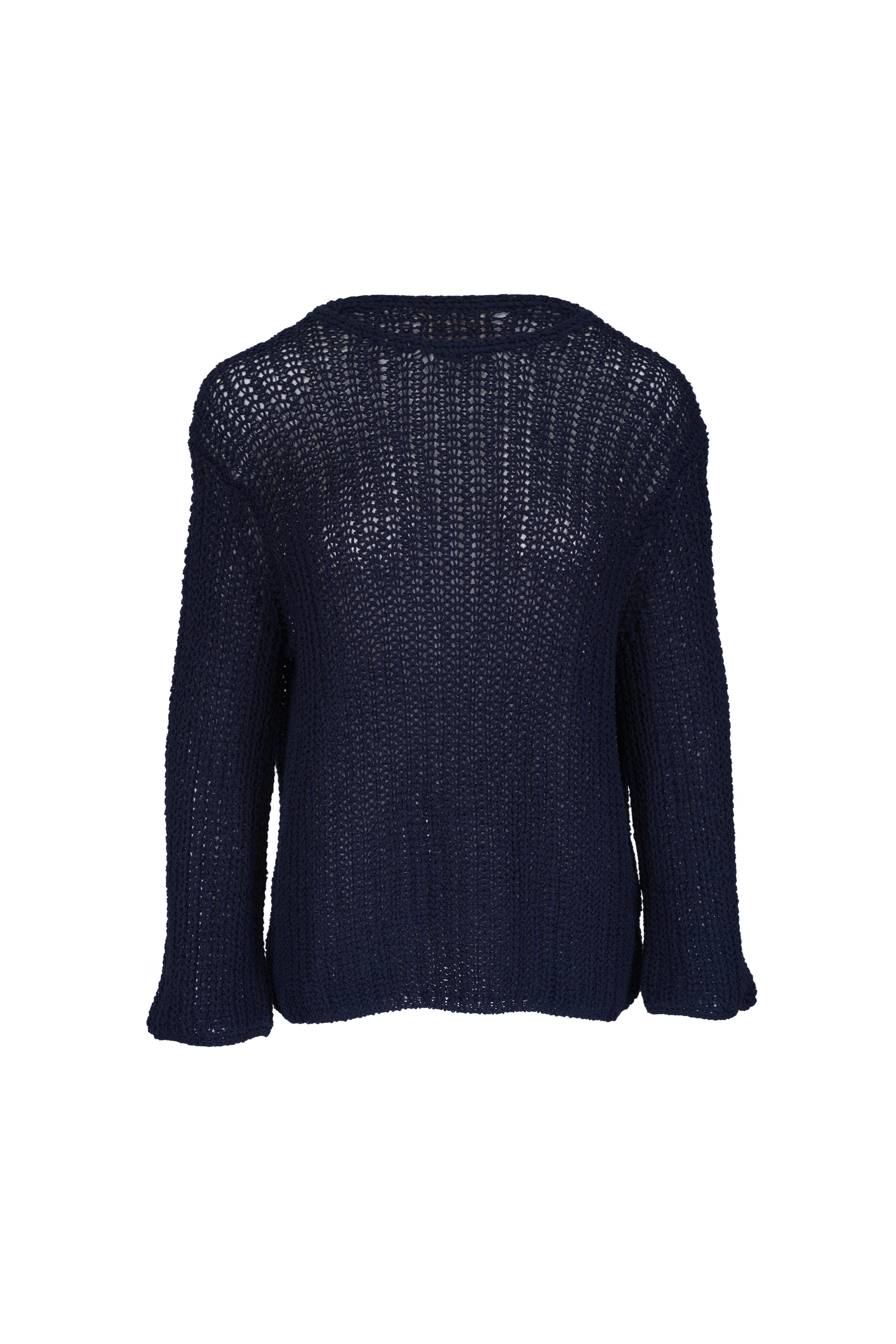 Khaite - Elowen Navy Fisherman’s Rib Knit Pullover Sweater