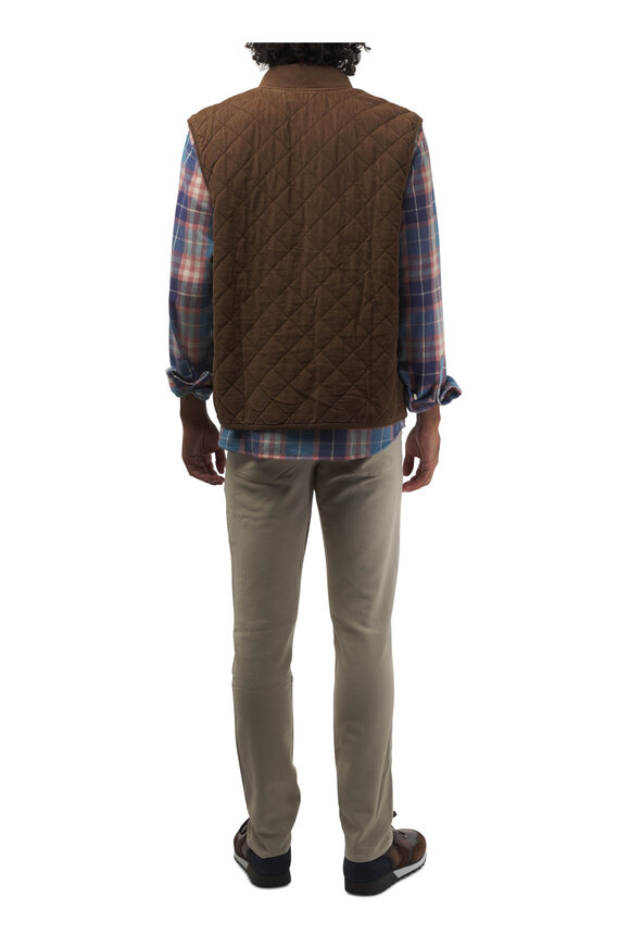 Faherty Brand - Reversible Corduroy Brown Full Zip Vest