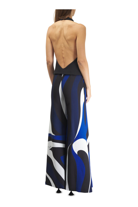 Pucci - Blue & Black Multi Marmo Print Wide Leg Jumpsuit