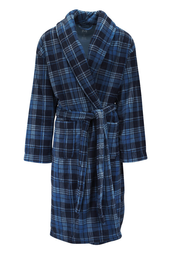 Majestic Blue Plaid Fleece Robe