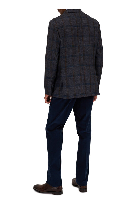 Maurizio Baldassari - Navy Windowpane Plaid Wool Sportcoat 