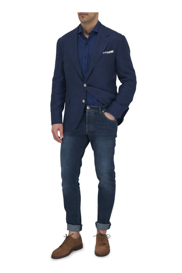 Brunello Cucinelli - Solid Indigo Linen & Wool Sportcoat