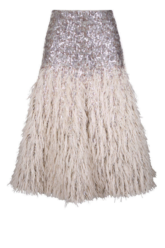 Brunello Cucinelli Gray Dazzling Fil Coupé Skirt