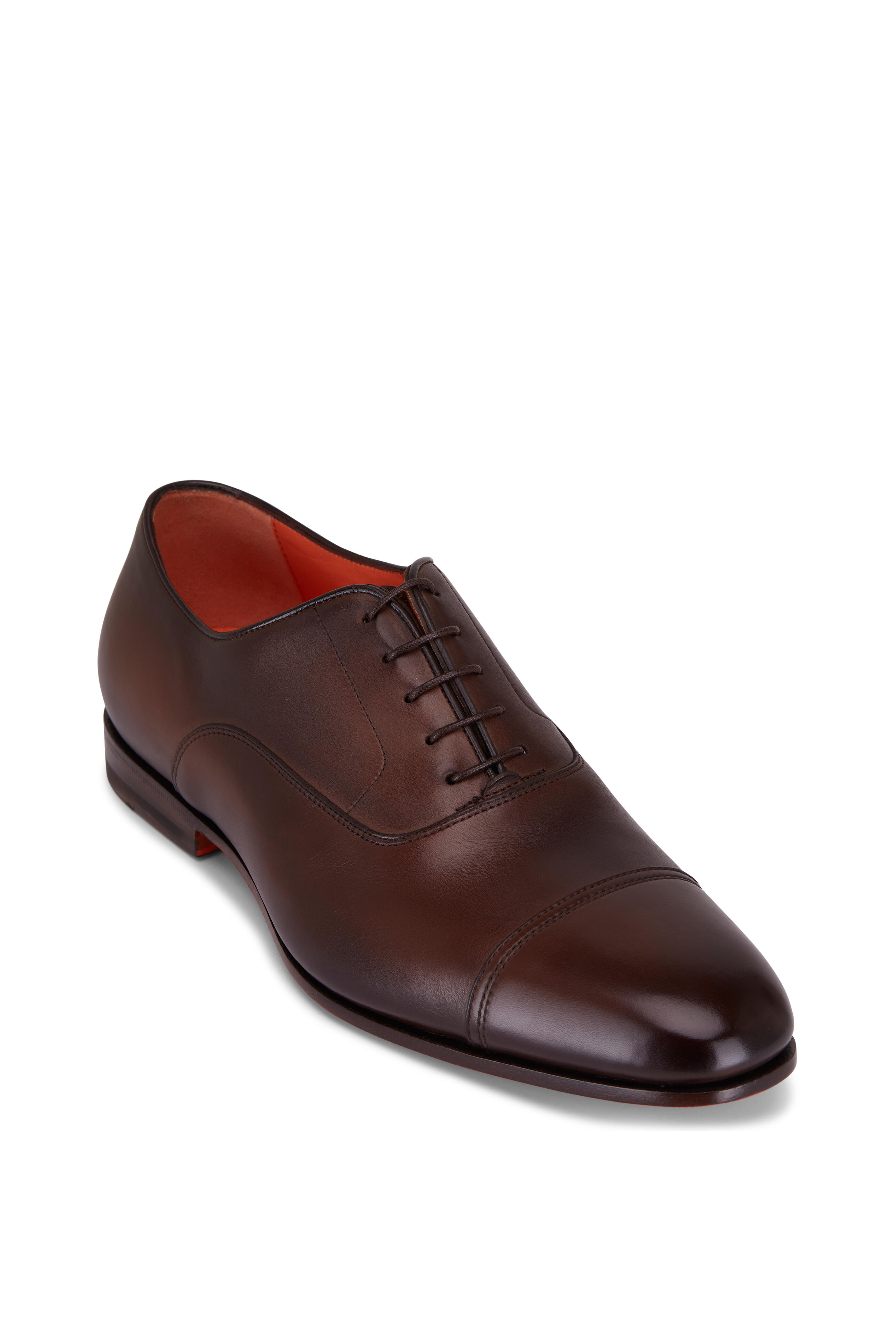 Santoni - Dole Dark Brown Leather Lace-Up Loafer